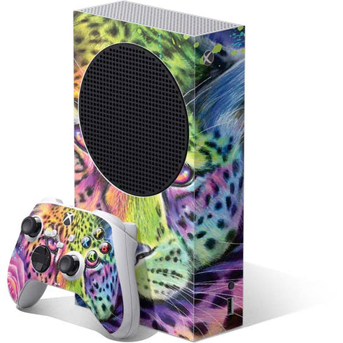 Neon Rainbow Cheetah with Rose by Sheena Pike Xbox Series S Skins